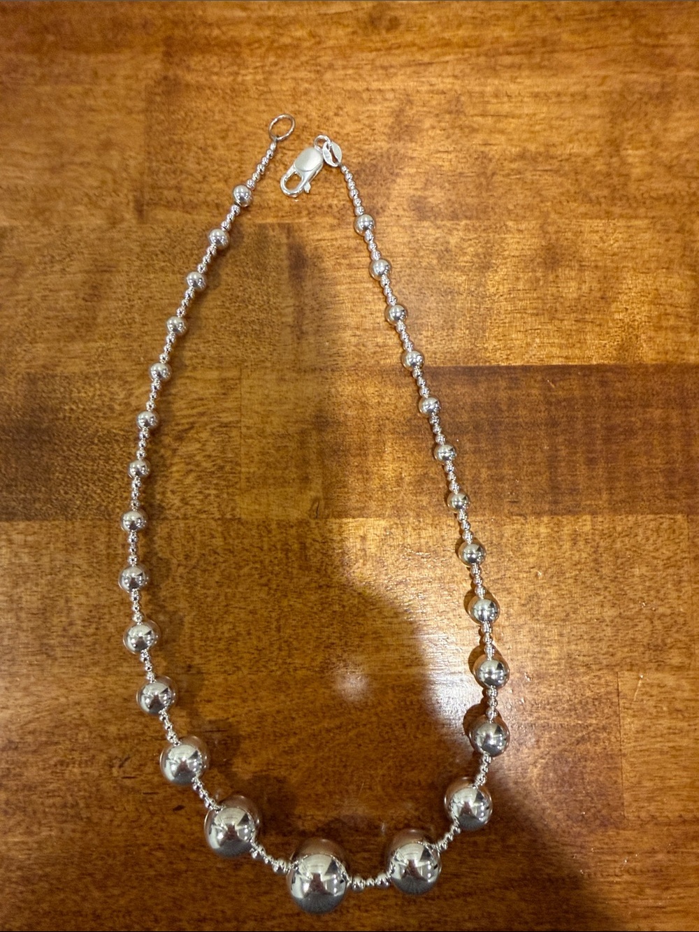 Sterling Silver Beaded Necklace with Graduated Spheres